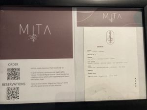 Brunch menu on right September 2021 at MITA in Washington