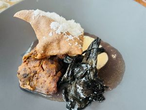 black bean tamale with trumpet mushroom at MITA in Washington