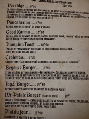 Menu  at Moon and Sons in Caen