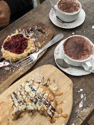 Cookie and scone with hot choc  at Moon and Sons in Caen