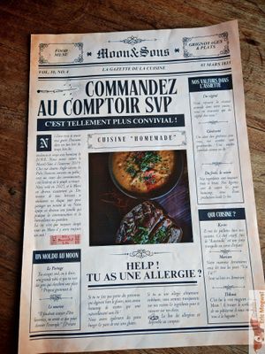 Menu at Moon and Sons in Caen