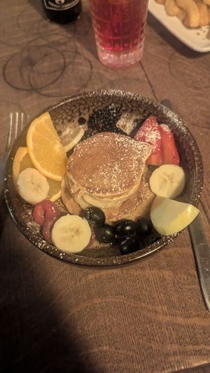 Pancakes - a good stack! at Moon and Sons in Caen