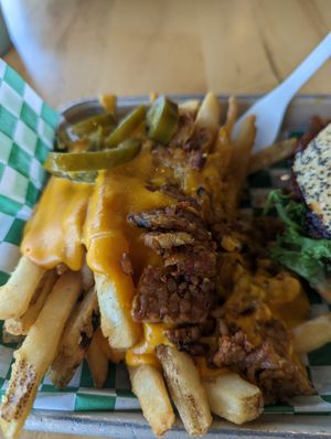 Close up of fancy fries at Plantology - Cloud Kitchen - Maybe closed in San Antonio