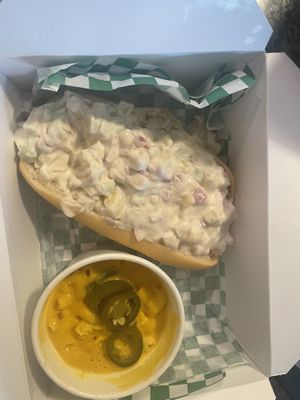 Lobster roll and Mac (best vegan Mac I’ve had in FOREVER)  at Plantology - Cloud Kitchen - Maybe closed in San Antonio