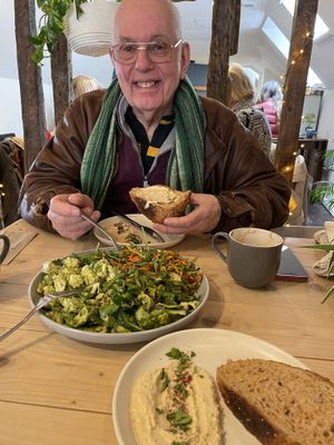 Happy hubby  at The Blonde Beet in Stamford