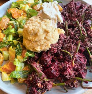 Sales of the day with hummus & ‘feta'  at The Blonde Beet in Stamford