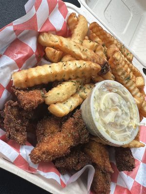 Katfish & fries basket  at Plant Based Heat in Memphis