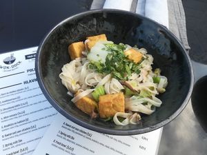 tofu and noodles with mushroom and spice at Wok Dock Bistro in Namestovo