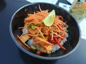 red curry special with tofu and rice at Wok Dock Bistro in Namestovo