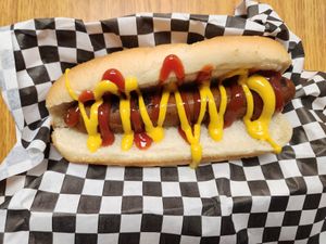 Vegan dog at Seaside Slushies & Dogs in Seaside