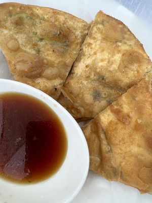 Scallion pancakes   at Po's Rice and Spice in East Hampton