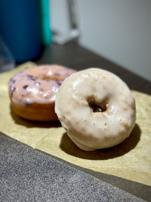 Vegan Vanilla and Raised Blueberry Donuts   at Primo's Donuts in Los Angeles