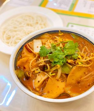 Vegetarian Hot Chili Sichuan Boiled Fish 素水煮魚 at Ben Zhen Vegetarian Cafe 新本真茶餐室 in Hong Kong Island