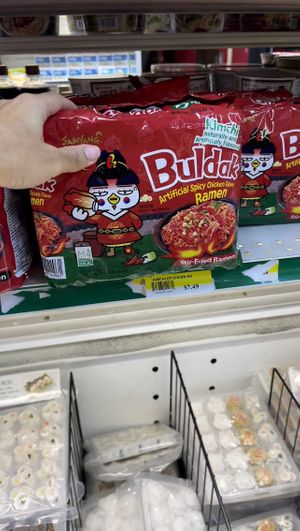 Samyang ramen (look for vegan flavors) #Veganuary at Saraga International Grocery in Columbus