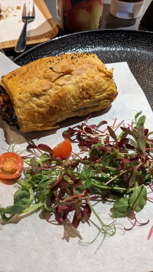 Vegan sausage roll at Pretty&Pip in Cirencester