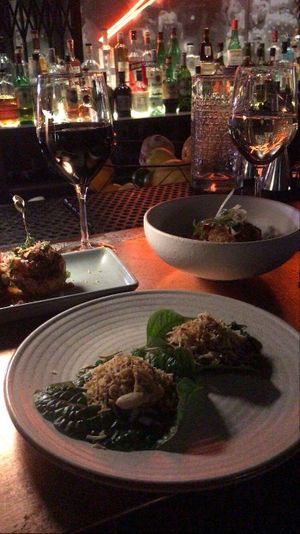 Betel leaves, corn fritters and chargrilled cauliflower bites at Zaab in Braddon