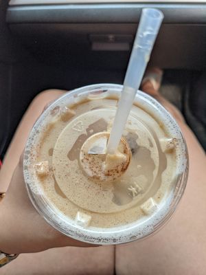 Oat milk Latte with cinnamon and agave at Fuego Coffee Roasters in Rochester