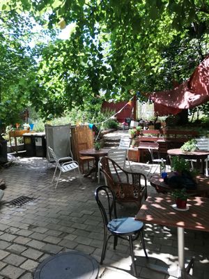 Backyard at BABA Handmade Cafe in Leipzig