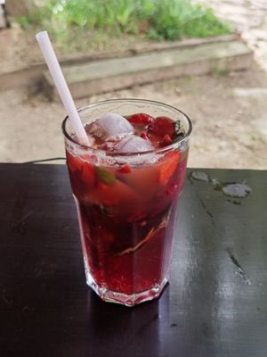 Hausgemachte Limo mit roten Früchten für 3,50 Euro at BABA Handmade Cafe in Leipzig