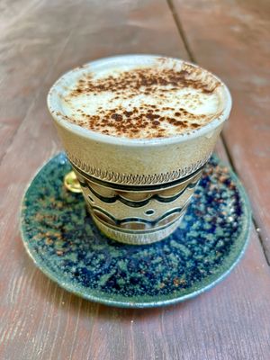 Cappuccino mit Hafermilch  at BABA Handmade Cafe in Leipzig