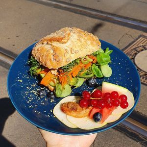 "Fish" sandwich - with self-made carrot salmon! at BABA Handmade Cafe in Leipzig