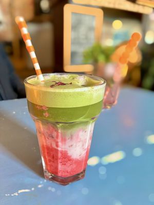 Erdbeer Matcha 🍵  at BABA Handmade Cafe in Leipzig
