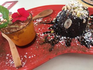 Chocolate volcano with ice cream  at Organic in Mallorca