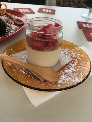 Panna Cotta with strawberries  at Organic in Mallorca