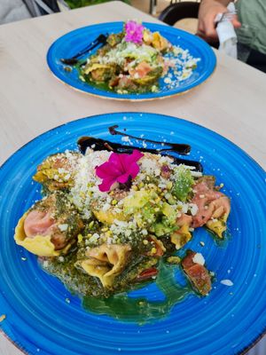 Vegan Avocado Ravioli at Organic in Mallorca