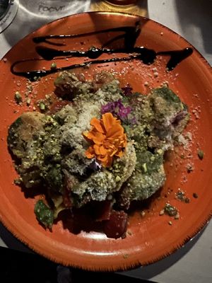 Vegan avocado ravioli   at Organic in Mallorca