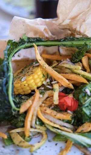 Tempura vegetables with vegan mayo  at Organic in Mallorca