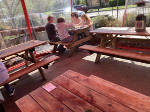 Outdoor seatingg  at Hey Neighbor in Eugene