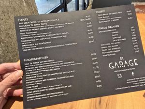 Menu at De Garage in Kortrijk