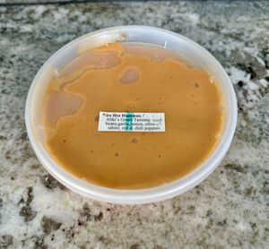 Spicy hummuss  at Joshua Tree Farmers Market in Joshua Tree