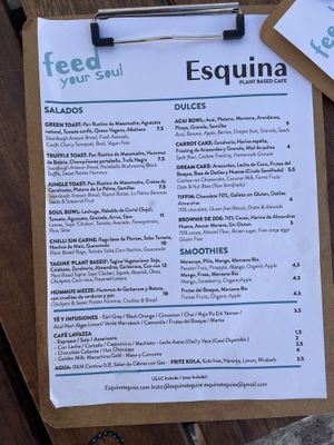 Menu at Esquina in Lanzarote
