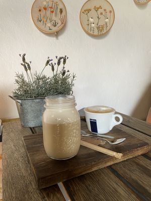 Pretty decor and coffee! at Esquina in Lanzarote