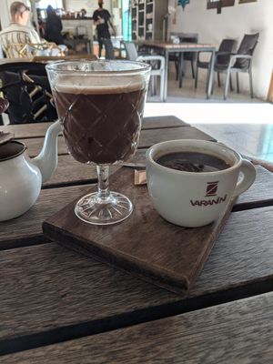 My oat milk hot chocolate ☺️ yummy ☺️ at Esquina in Lanzarote