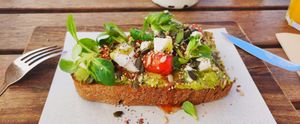Avocado with feta on sourdough at Esquina in Lanzarote