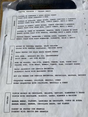 Vegan menu   at Esquina in Lanzarote