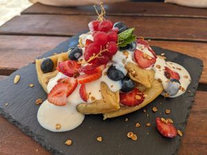 Waffle dessert at Esquina in Lanzarote
