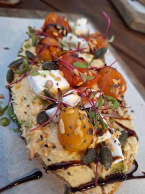 Tostada humus at Esquina in Lanzarote