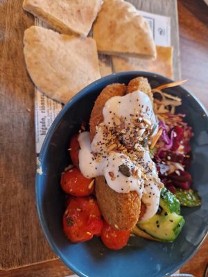 Falafel bowl at Esquina in Lanzarote