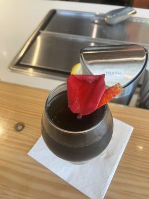 Black mimosa at Mo' Brunch + Brews in Houston