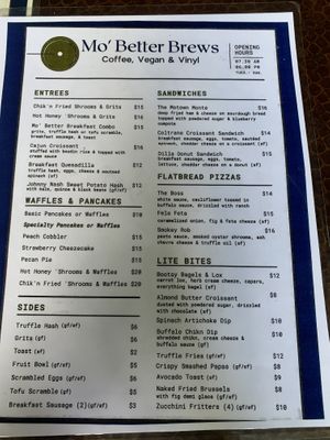 We got the Buffalo chick’n dip, spinach artichoke dip, and the truffle fries. So delicious, highly recommend!! at Mo' Brunch + Brews in Houston