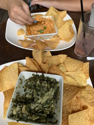 Our spinach and Buffalo dips. So good! at Mo' Brunch + Brews in Houston