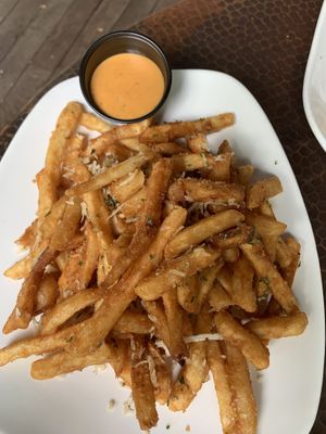 Omg, the fries!!  Yummmmyyyyyy! at Mo' Brunch + Brews in Houston