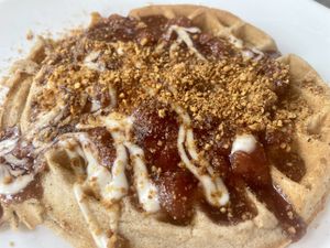 Strawberry Cheesecake Waffle  at Mo' Brunch + Brews in Houston