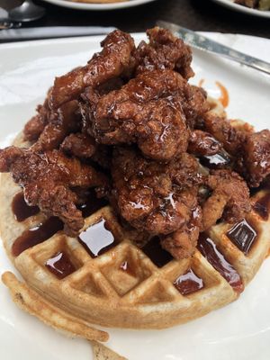 I’m a sucker for seitan and waffles at Mo' Brunch + Brews in Houston
