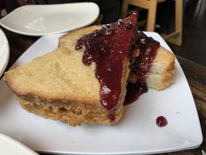 Sooooo good!!!  We ordered several things and ate a bit from each.  This is the Motown monte. #Veganuary at Mo' Brunch + Brews in Houston