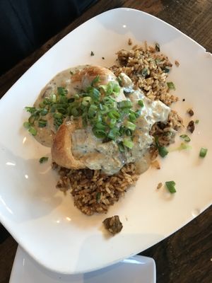 Boudin croissant! Also has a kick! #Veganuary at Mo' Brunch + Brews in Houston